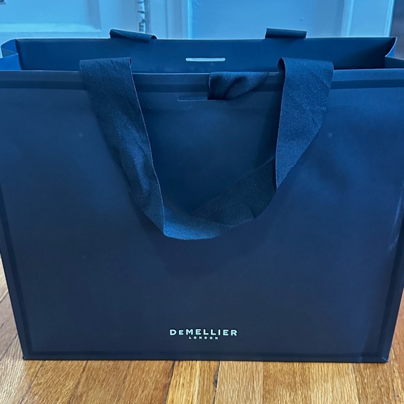 AUTHENTIC full size DeMellier Black Leather Top-Handle Tote with Gold Accents - Picture 14 of 16